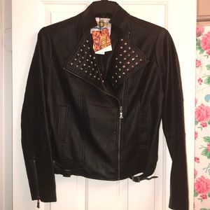 Gazoz Studded Black Leather Jacket